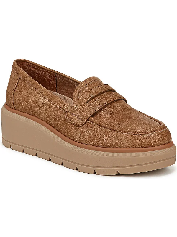 Nice Day Max Womens Faux Suede Slip On Loafers Brogue Oxford Aesthetic 