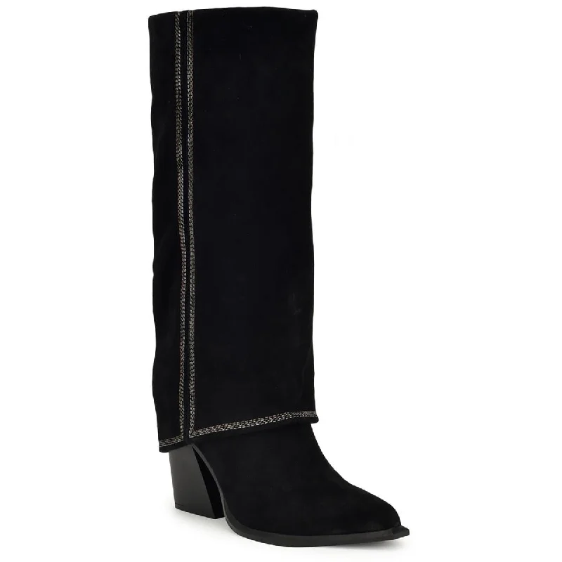 Nine West Womens Rimepy Suede Pull On Mid-Calf Boots Ivy League Loafer Look 
