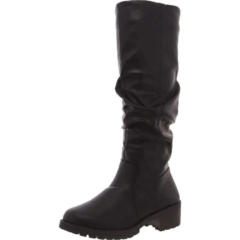 Olivia Miller Womens Faux Leather Round toe Mid-Calf Boots Aesthetic  