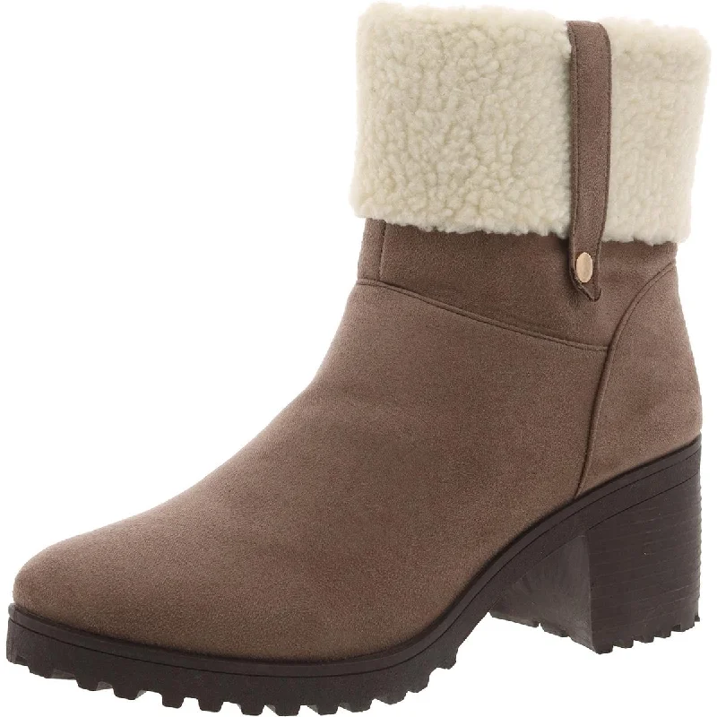 Olivia Miller Womens Faux Suede Faux Fur Shearling Boots Performance Running Sneaker Look  
