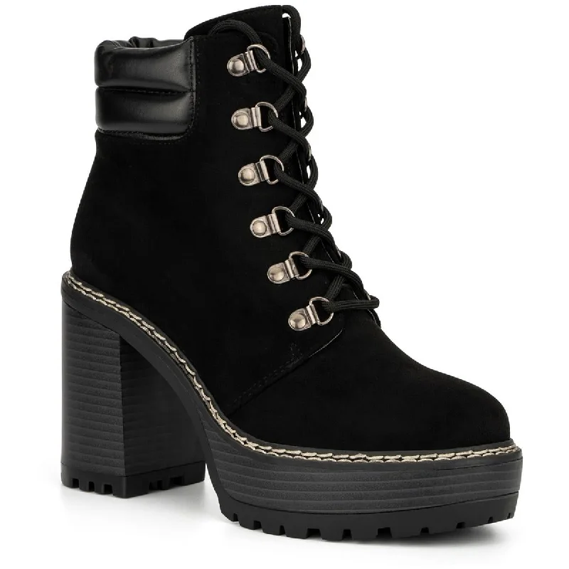 Olivia Miller Womens OMH5485 Faux Suede lace Up Ankle Boots Blue Coast Loafer Aesthetic 