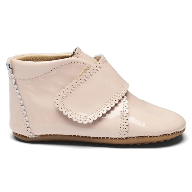 Pom Pom Futter Velcro Nude Patent Metallic Trim Shoe Design  