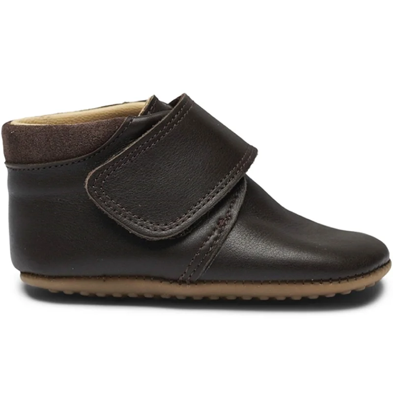 Pom Pom Indoor Shoe Velcro Brown Cowboy Boot Western Style  