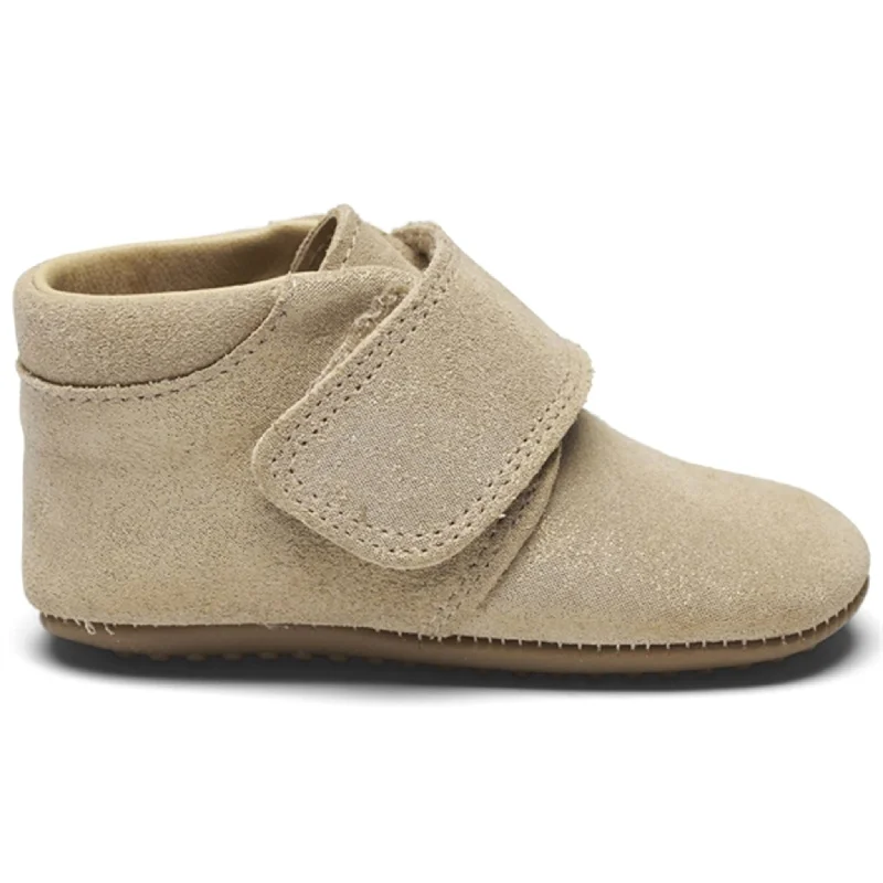 Pom Pom Indoor Shoe Velcro Gold Glitter Buckle -