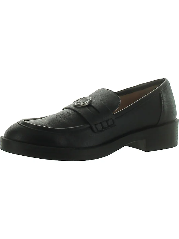 PORTER Womens Leather Round toe Loafers Combat - Inspired Military Boot Look  