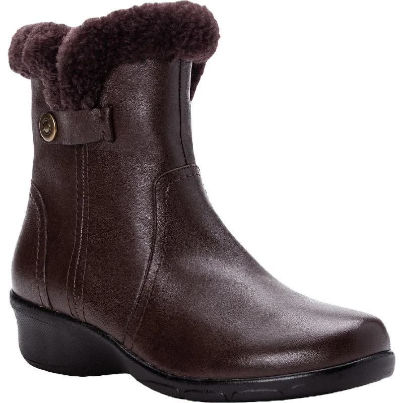 Propet Womens Waylynn Leather Mid Wedge Ankle Boots Chunky Platform Sneaker Style  