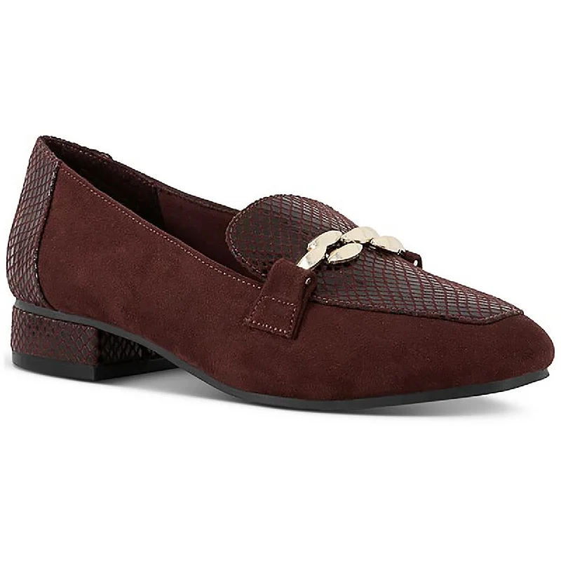 Rahela Womens Faux Leather Chain Loafers Tailored Oxford Style 