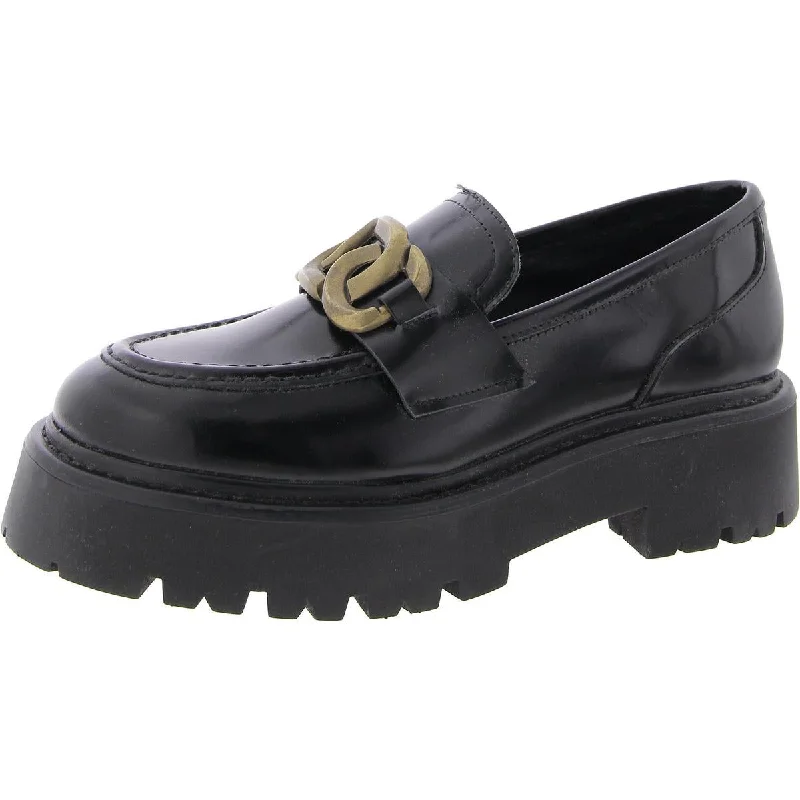 Rover Womens Leather Embellished Loafers Edwardian Shoe Look  
