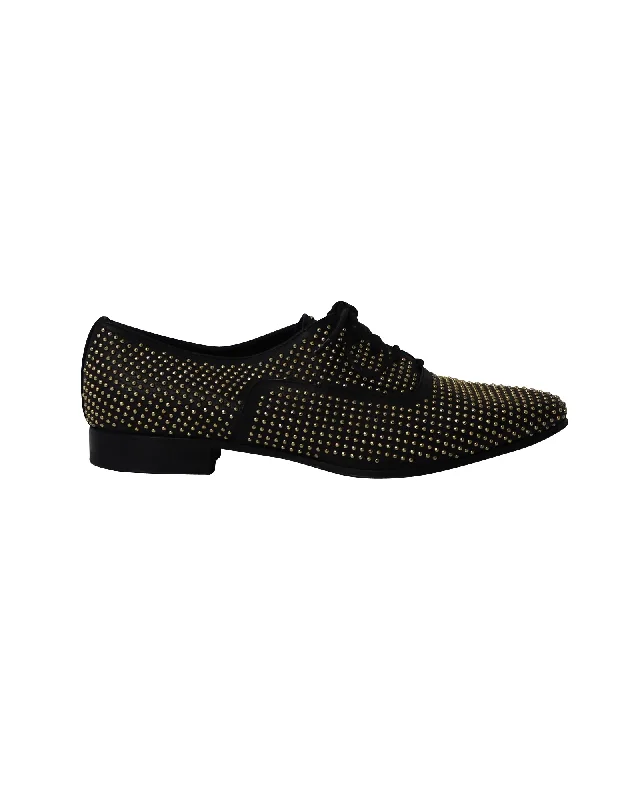 Saint Laurent Studded Accents Oxfords in Black Leather British Gentleman Oxford Style  