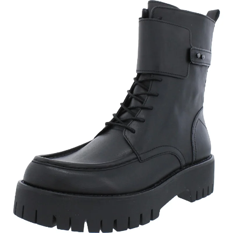 Sarto Franco Sarto Womens Dana Leather Round Toe Combat & Lace-up Boots Open - Lacing Derby Look  
