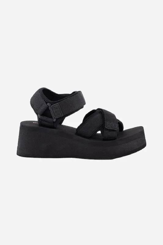 Seychelles Serenade Nylon Platform Sandals in Black Dressy Chelsea Boot Style 