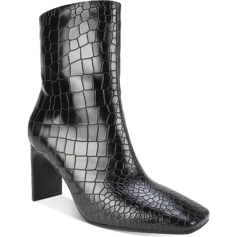Seven Dials Womens Nicole Faux Leather Square Toe Mid-Calf Boots Retro Basketball Sneaker Design  