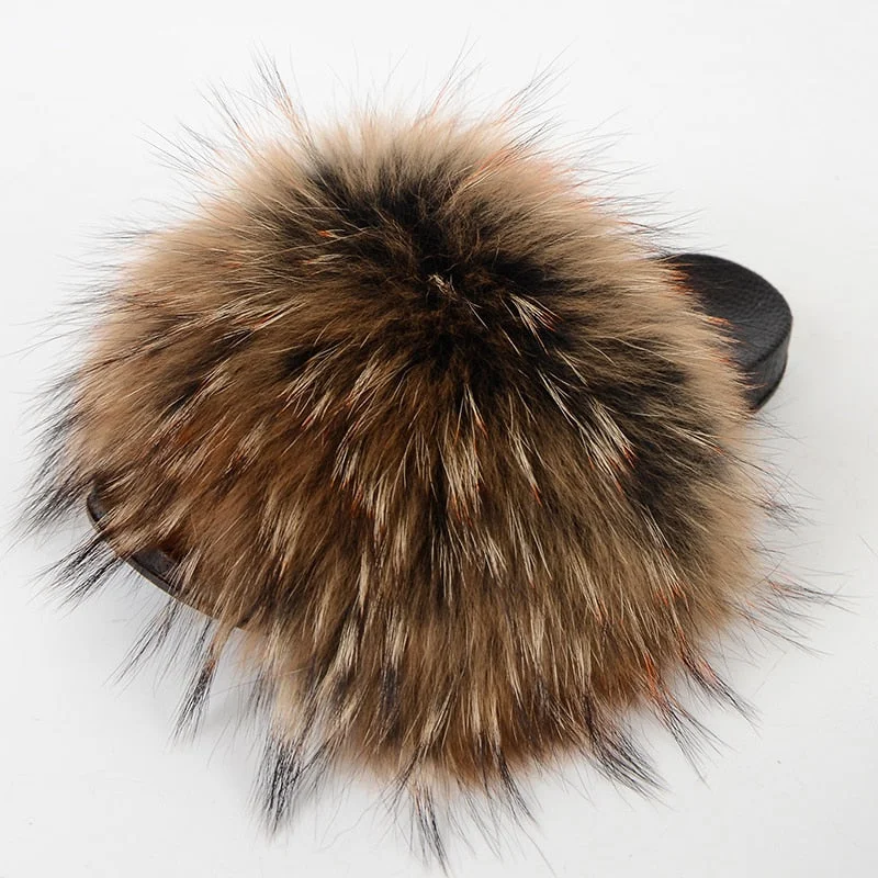Sexy Summer Casual Indoor Synthetic Big Fur House Slippers for Women Tassel Driving Shoe Look 