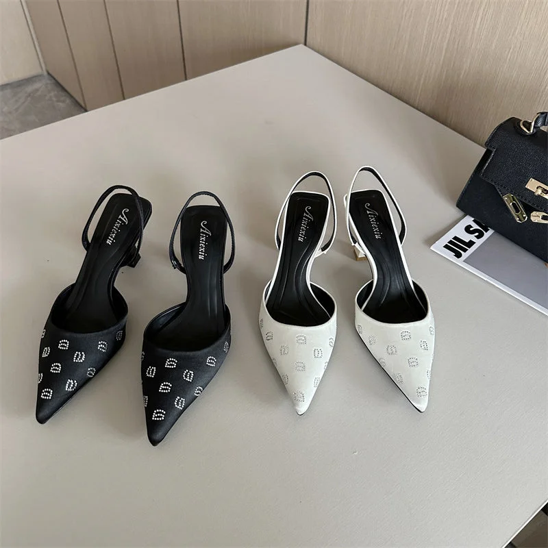Shoes for Women 2023 Summer New Pointed Sandals Thin Heel Fashionable Women's Shoes Korean Back Trip Strap Single Shoe Monochromatic Shoe Look Shoes for Women 2023 Summer New Pointed Sandals Thin Heel Fashionable Women's Shoes Korean Back Trip Strap Single Shoe Monochromatic Shoe Look