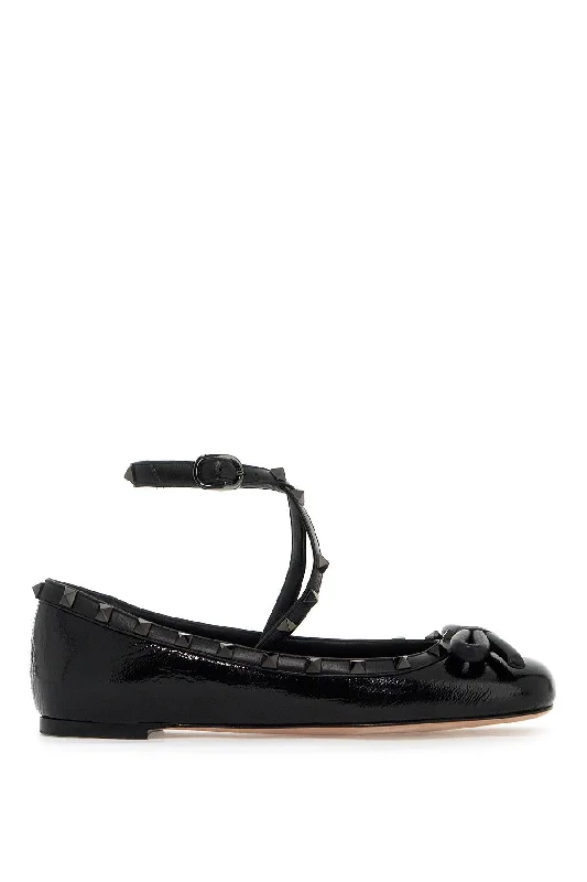 VALENTINO GARAVANI silk rockstud ballet flats Strap - Up Sandal Resort Style  