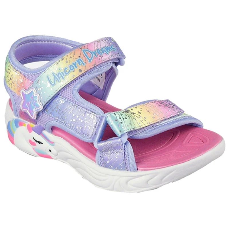 Skechers Unicorn Dreams Sandals Blue Multi Checkered Shoe Pattern Look  