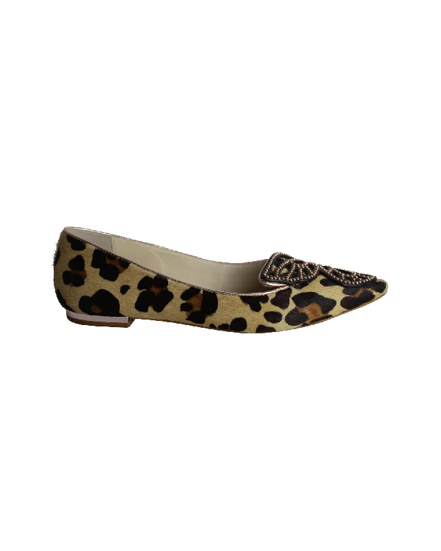 Sophia Webster Bibi Butterfly Ballet Flats in Animal Print Pony Hair Minimalist Sneaker Style  