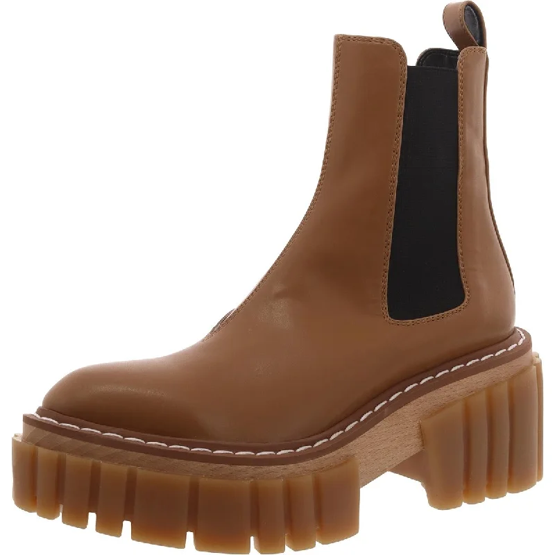 Stella McCartney Womens Faux Leather Block Heel Chelsea Boots Loose - Fit Slipper Style  