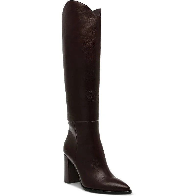 Steve Madden Womens Bixby Comfort Insole Leather Knee-High Boots Blue Coast Loafer Aesthetic 