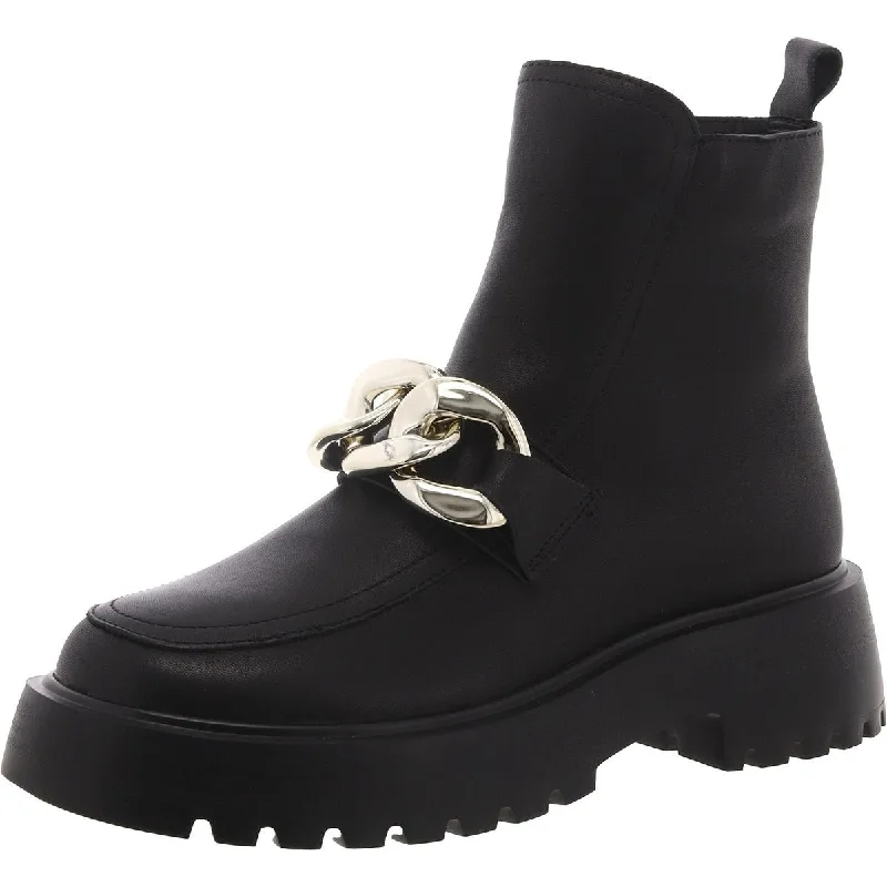 Steve Madden Womens Cleo Leather Platforms Ankle Boots Ivy League Loafer Look 