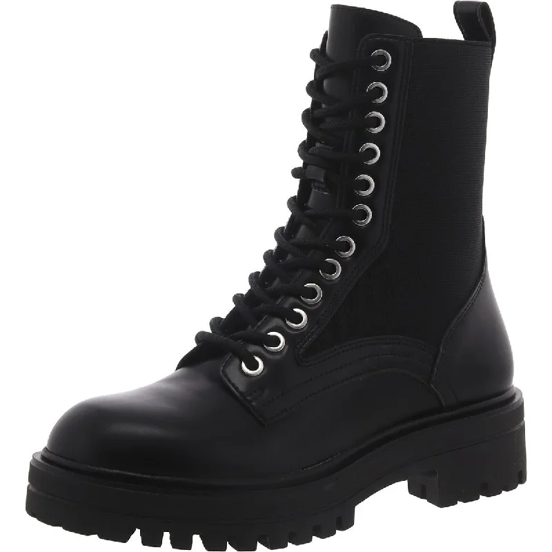 Steve Madden Womens Kenny Faux Leather Lace-Up Mid-Calf Boots Leather Driving Shoe Style  