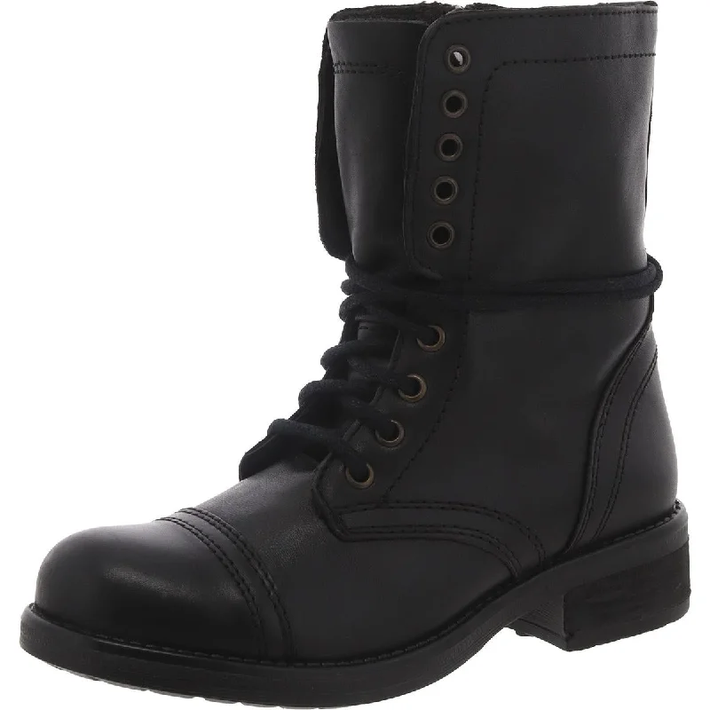 Steve Madden Womens Leather Heel Combat & Lace-Up Boots Aesthetic  