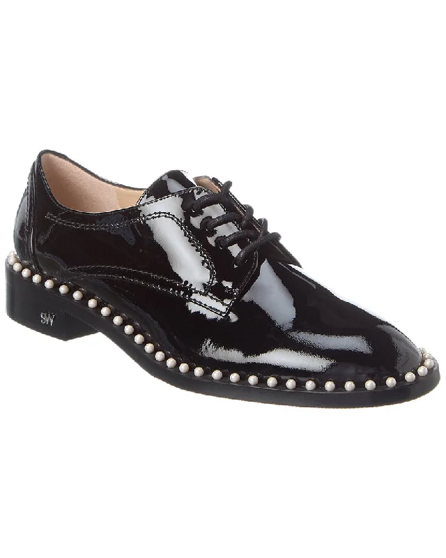 Stuart Weitzman Kiran Pearl Patent Oxford Single - Buckle Monk Look  