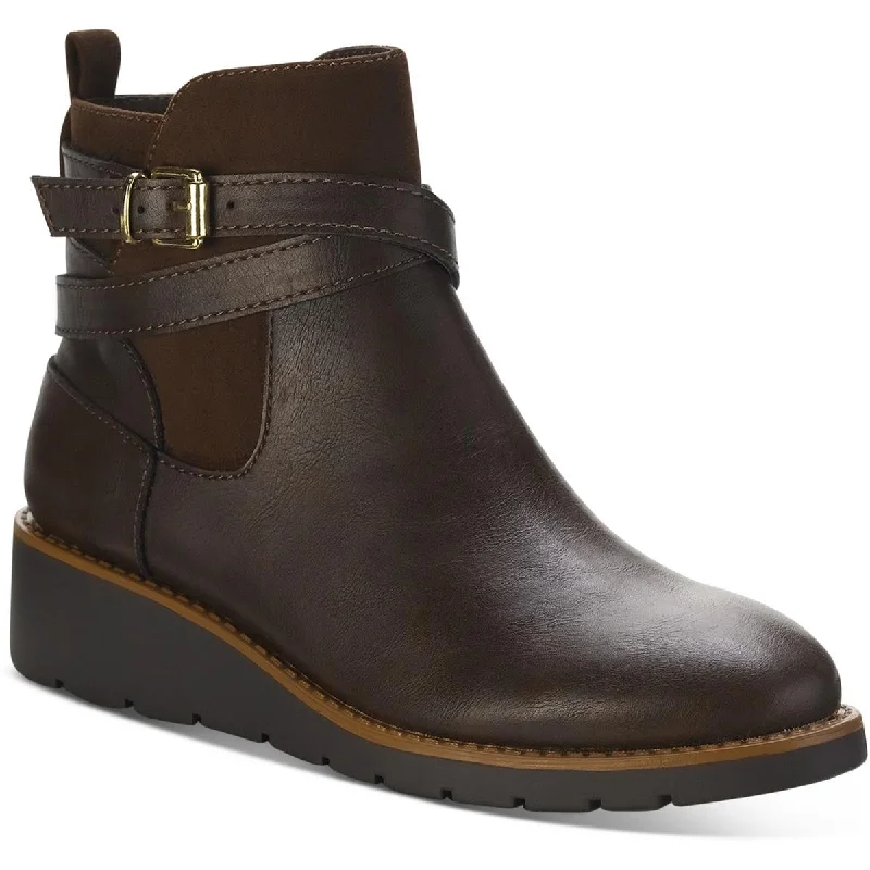 Style & Co. Womens Aryaa Faux Leather Ankle Booties Lightweight Tennis Sneaker Look  