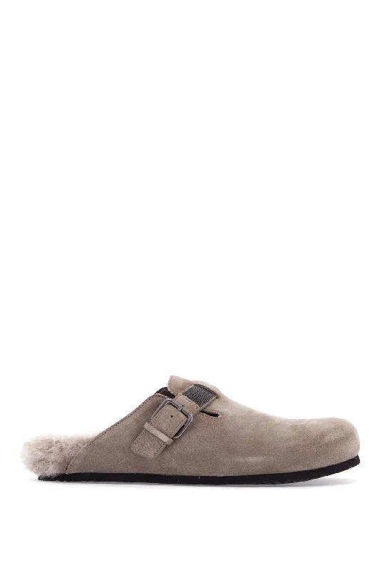 BRUNELLO CUCINELLI suede leather mules for Edwardian Shoe Look  
