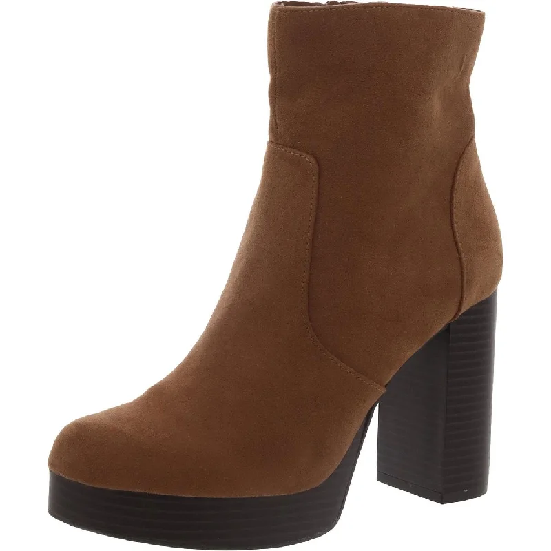 Sun + Stone Womens Faux Suede Platform Ankle Boots Checkered Shoe Pattern Look  