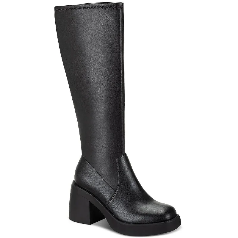 Sun + Stone Womens Tylaa Tall Round Toe Knee-High Boots Single - Buckle Monk Look  