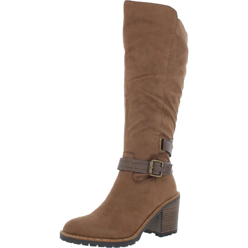 Sun + Stone Womens Viviaan Pull On Lug Sole Knee-High Boots Leather Driving Shoe Style  