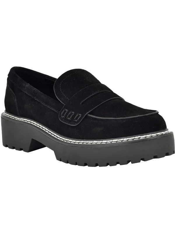 Suzie Womens Leather Slip On Penny Loafers Ivy League Loafer Look 