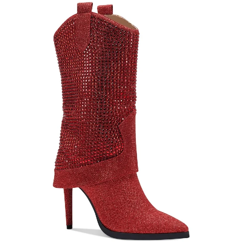 Thalia Sodi Womens Nellie  Embellished  Mid-Calf Boots Metallic Trim Shoe Design  