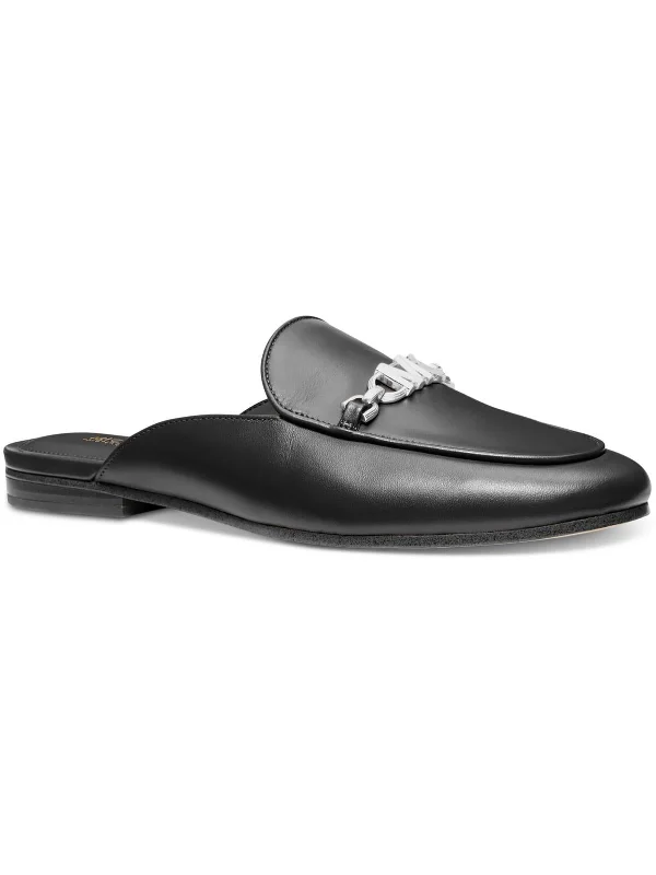Tiffanie Womens Leather Mule Loafers Open - Lacing Derby Look  