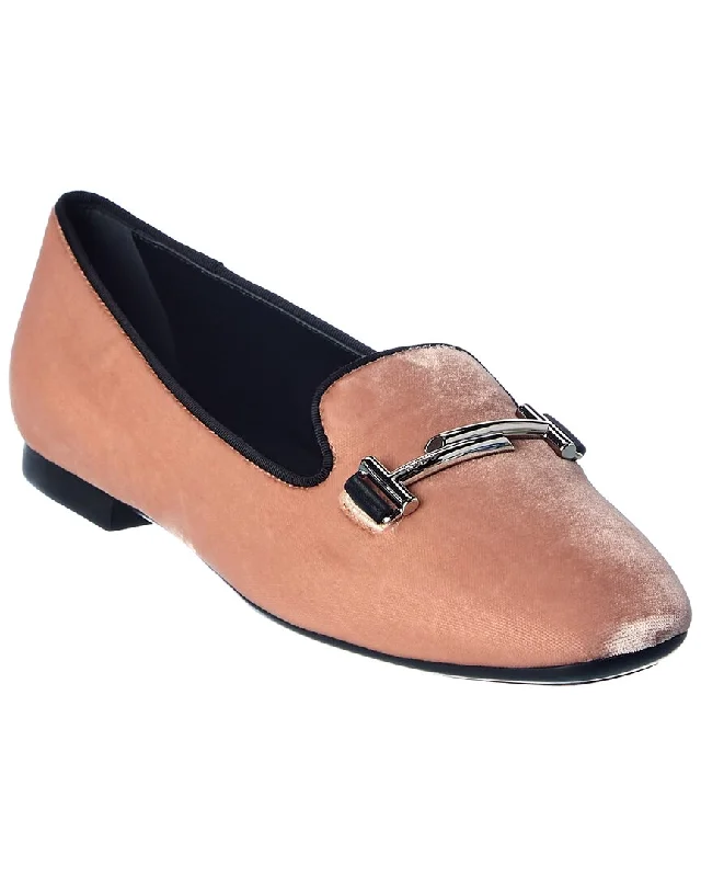 TOD’s Double T Velvet Loafer Leather Driving Shoe Style  