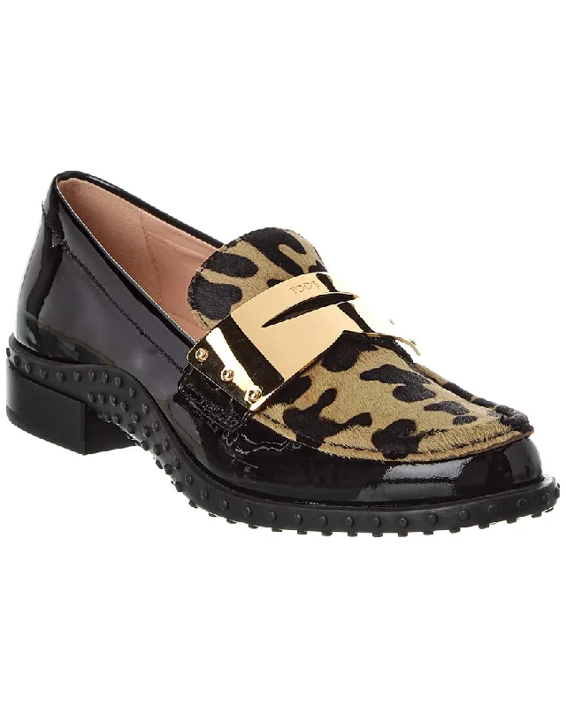 TOD’s Gomma Haircalf & Patent Loafer Edwardian Shoe Look  