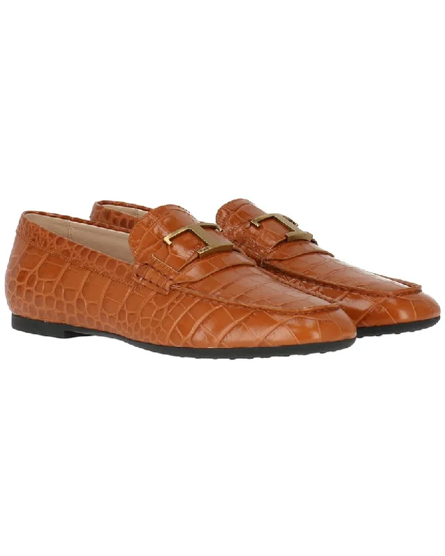 TODs Croc-Embossed Leather Loafer Sustainable Shoe Design  