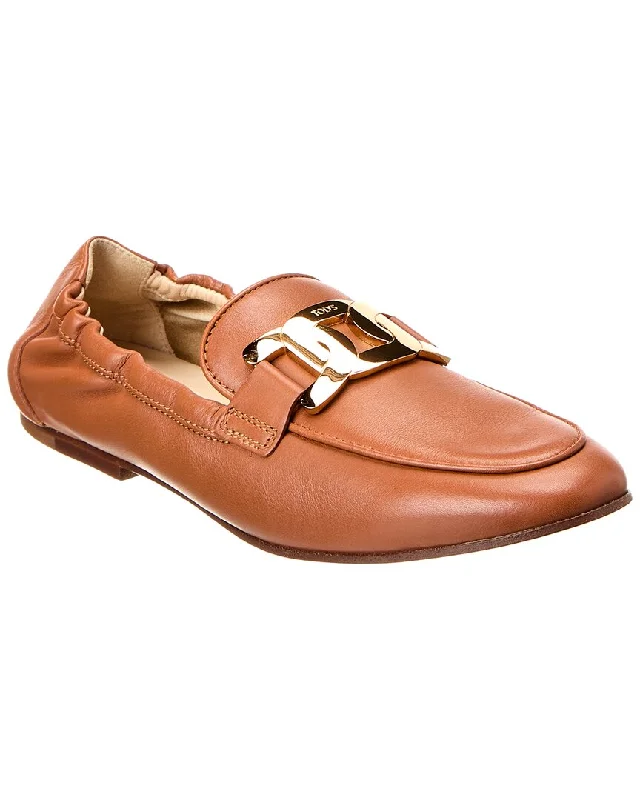 Tod's Cuoio Leather Loafer Striped Shoe Style  