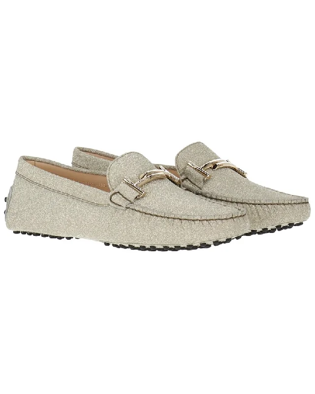 TODs Double T Leather Loafer Inflatable Shoe Look 