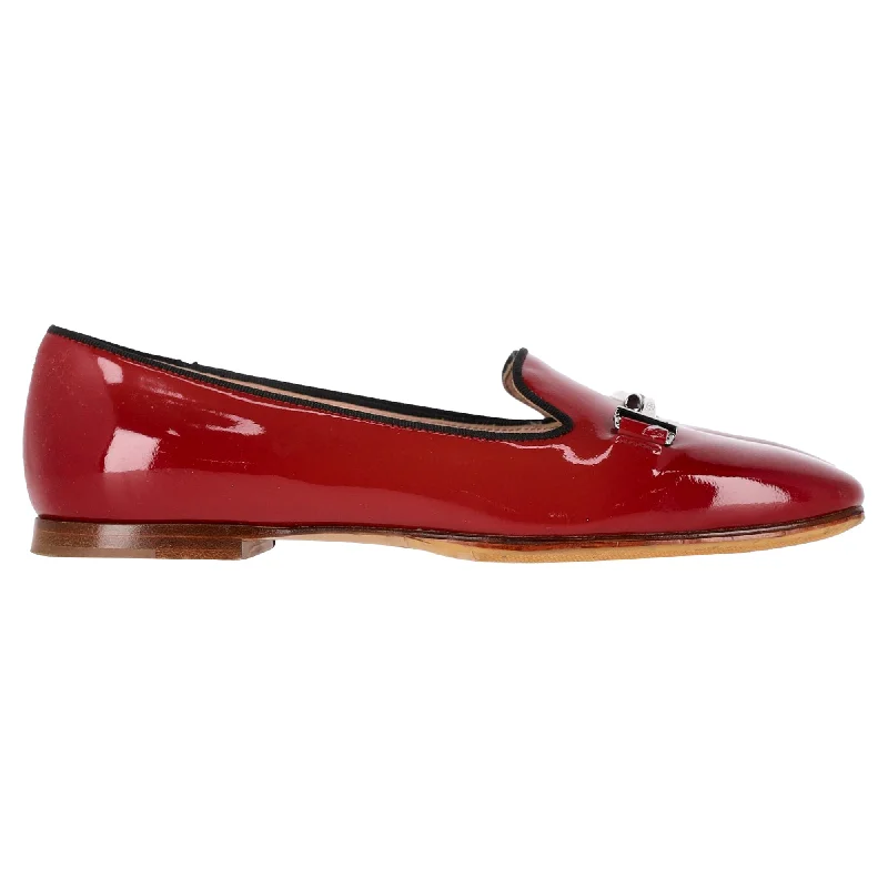 Tod's Flat Loafers in Red Patent Leather Suede Desert Boot 