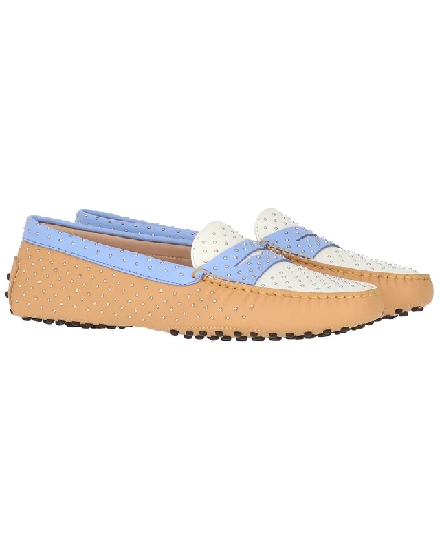 TODs Gommini Micro Borchie Leather Loafer Hemp - Material Shoe Style  