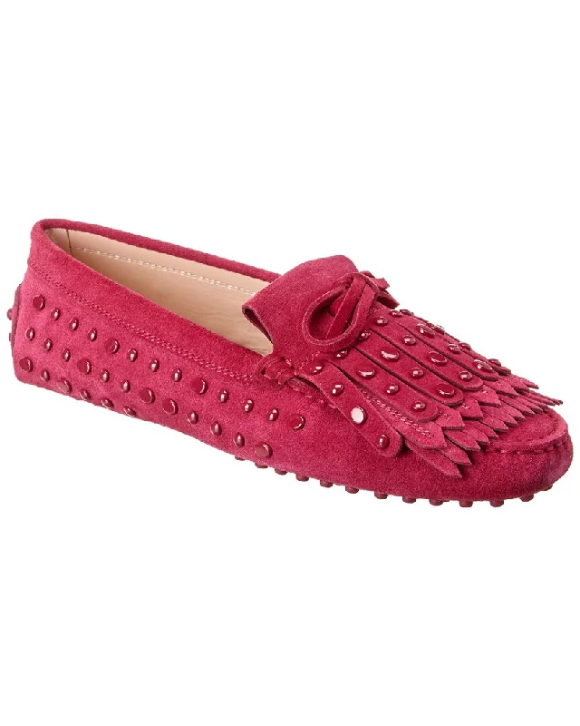TODs Gommini Studded Suede Loafer Inflatable Shoe Look 