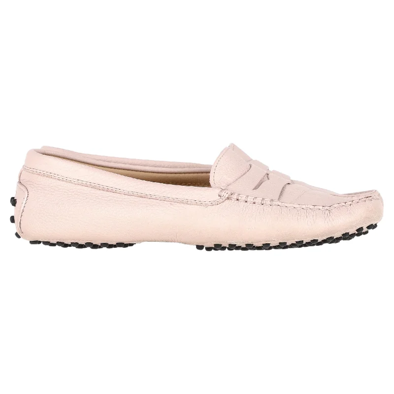 Tod's Gommino Driving Loafers in Pink Leather Single - Buckle Monk Look  