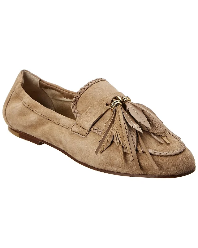 TODs Leaf Tassel Suede Loafer Quick - Dry Hiking Shoe Style   