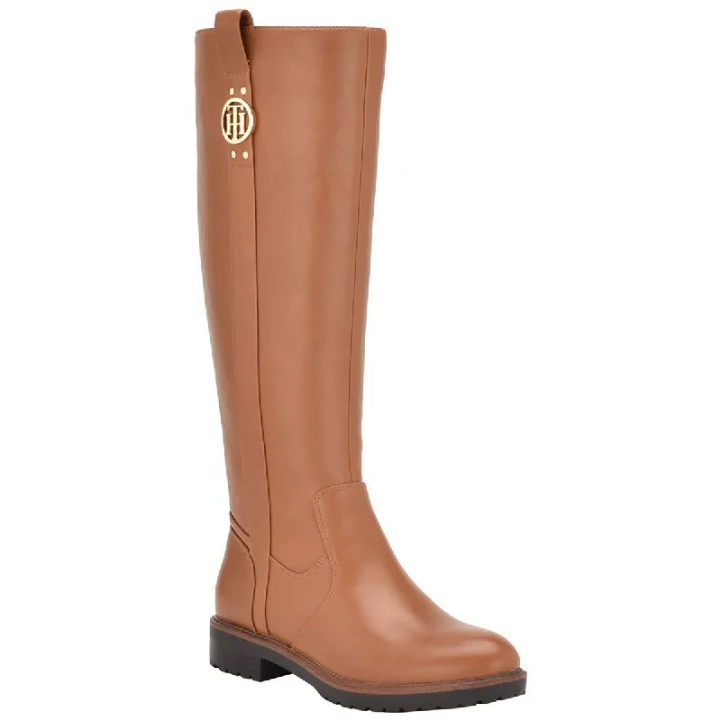 Tommy Hilfiger Womens Febes Faux Leather Knee-High Boots Wingtip Oxford Design 