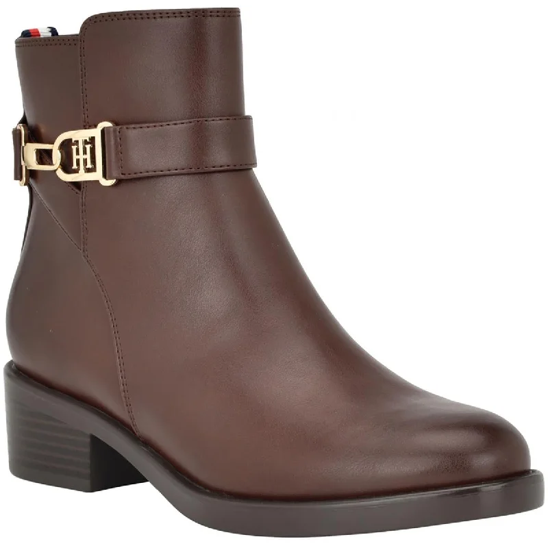 Tommy Hilfiger Womens IANZI Faux Leather Round toe Ankle Boots Retro Plimsoll Style  