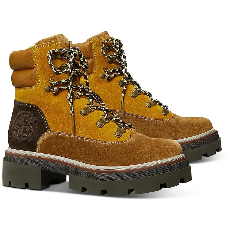 Tory Burch Womens Miller Leather Lace-Up Hiking Boots Camouflage Print Boot Style  