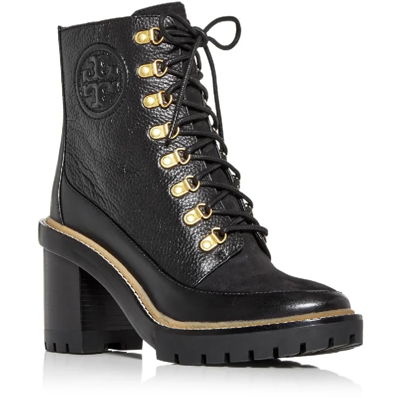 Tory Burch Womens Miller Leather Round Toe Mid-Calf Boots Patchwork Shoe Aesthetic  