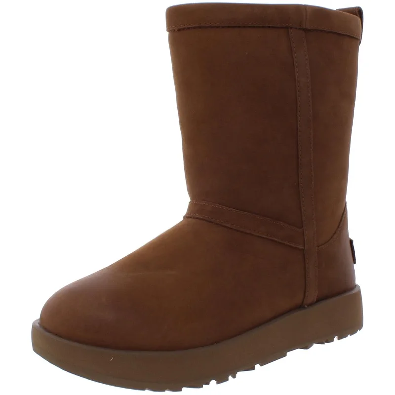 Ugg Womens Classic Short Leather Waterproof Winter Boots Memory - Foam Slipper Look  